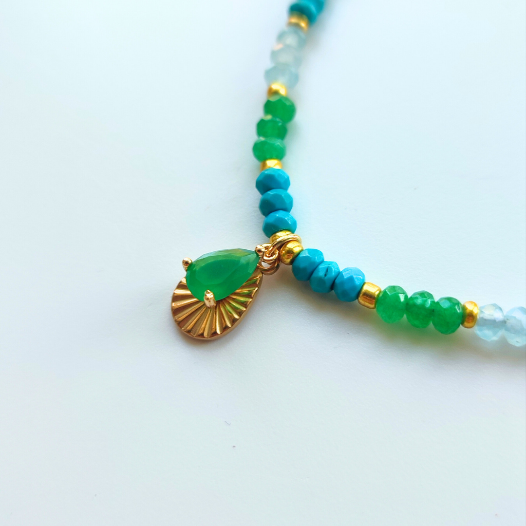 Green Jade and Turquoise Beaded Necklace