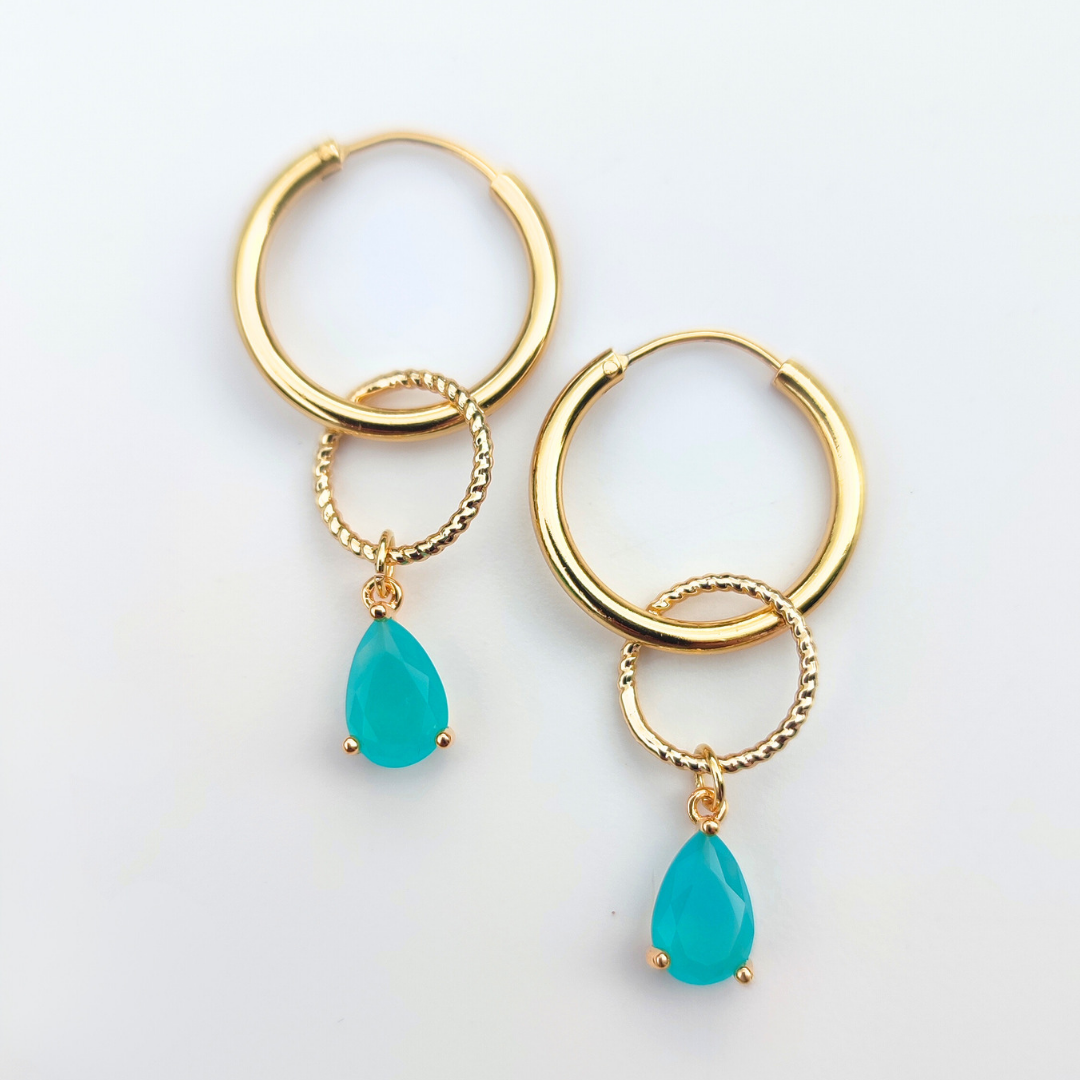 Blue Chalcedony Interlocking Hoop Earrings