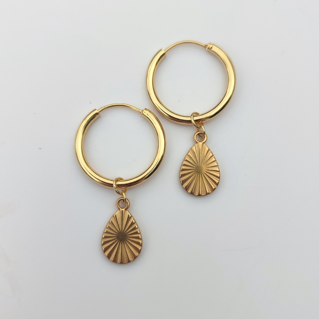 Hoop Earrings with Teardrop Charm