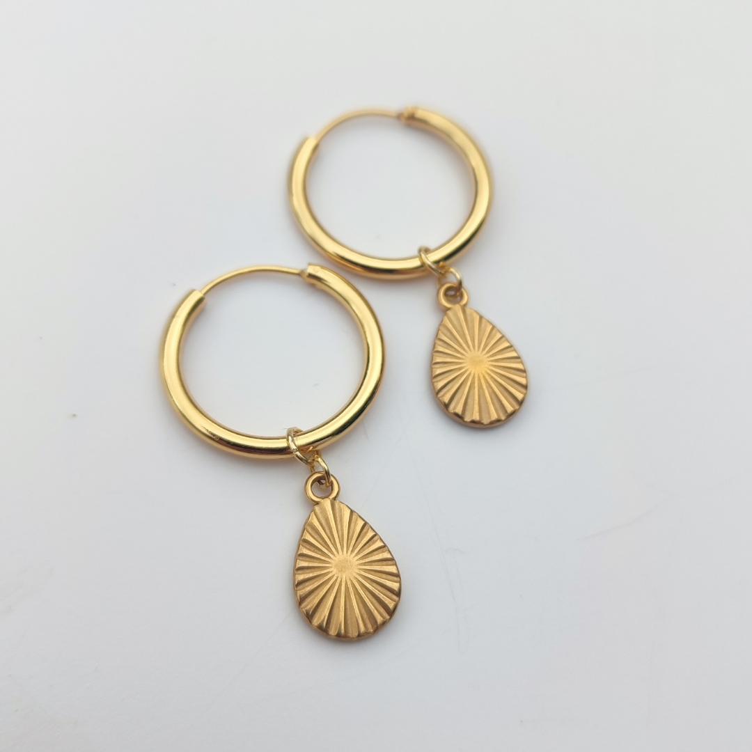 Hoop Earrings with Teardrop Charm