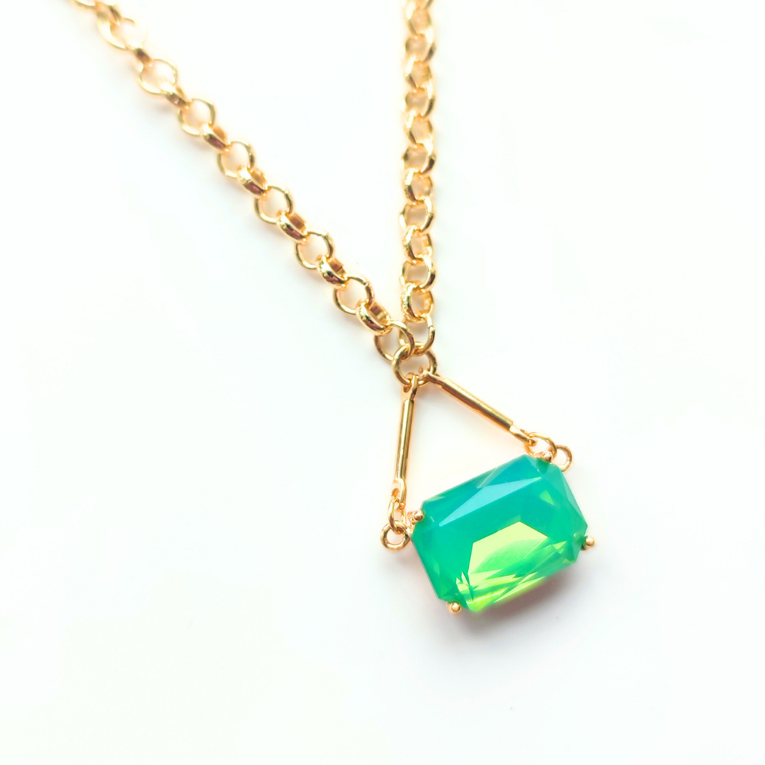 Green Glass Pendant Necklace