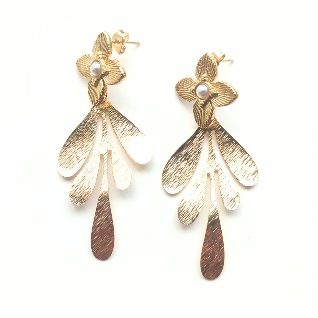 Statement Floral Leaf Earrings