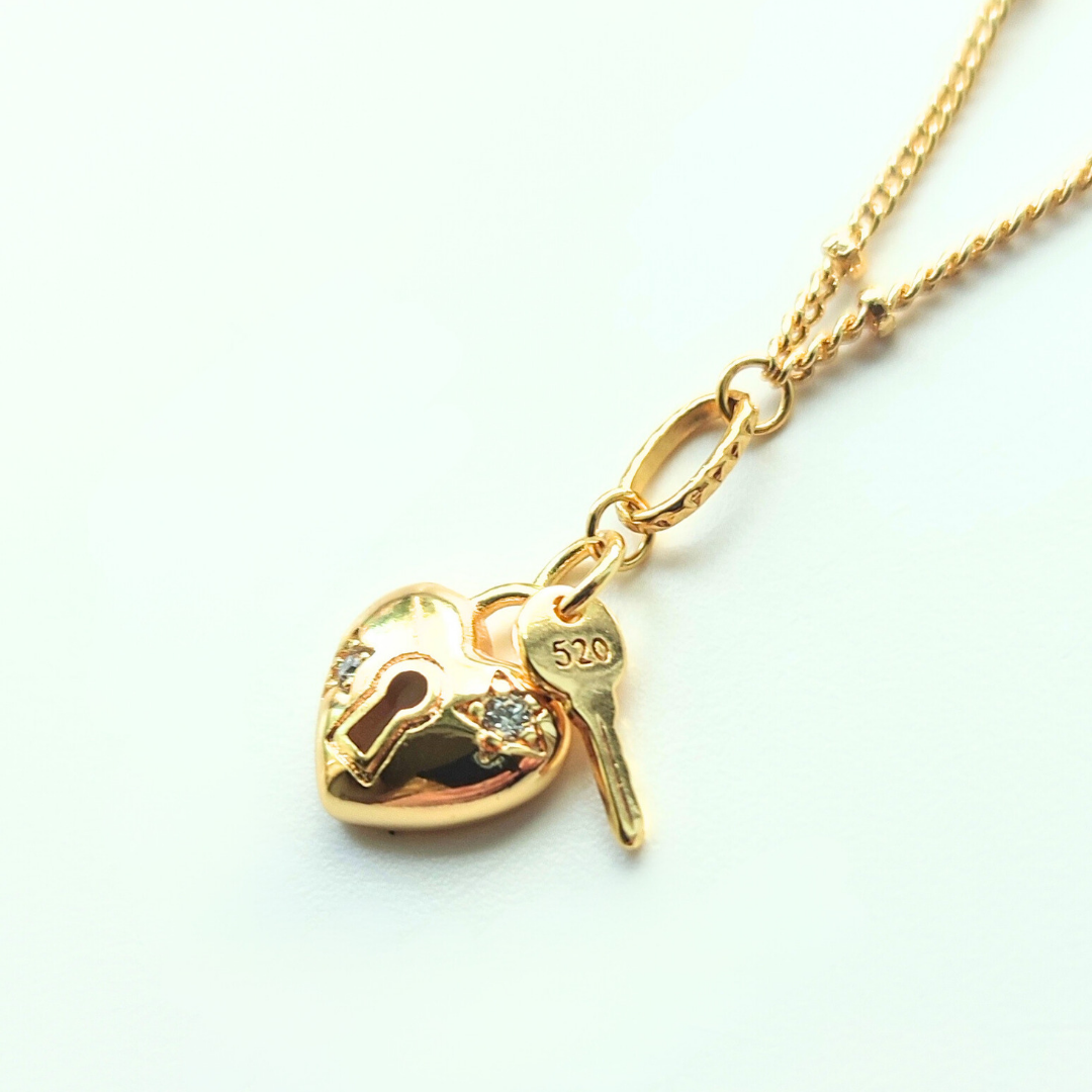 Heart and Key Charm Necklace