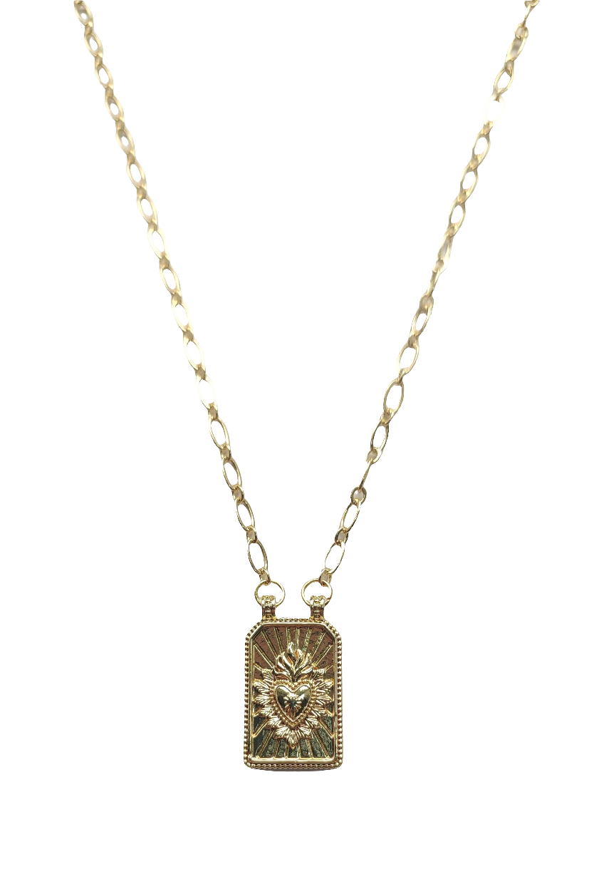 Sacred Heart Tag Design Necklace