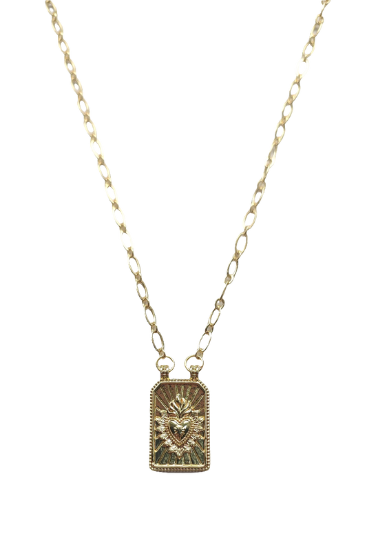 Sacred Heart Tag Design Necklace