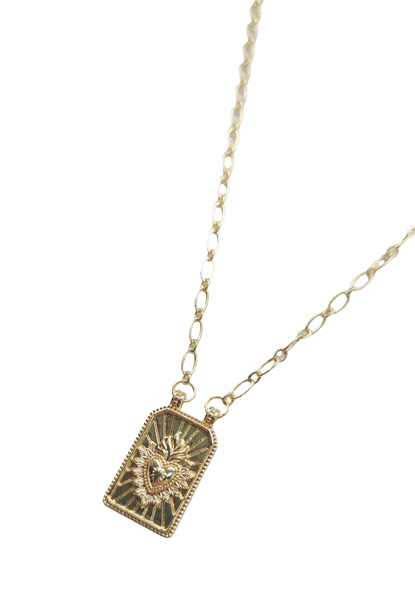 Sacred Heart Tag Design Necklace