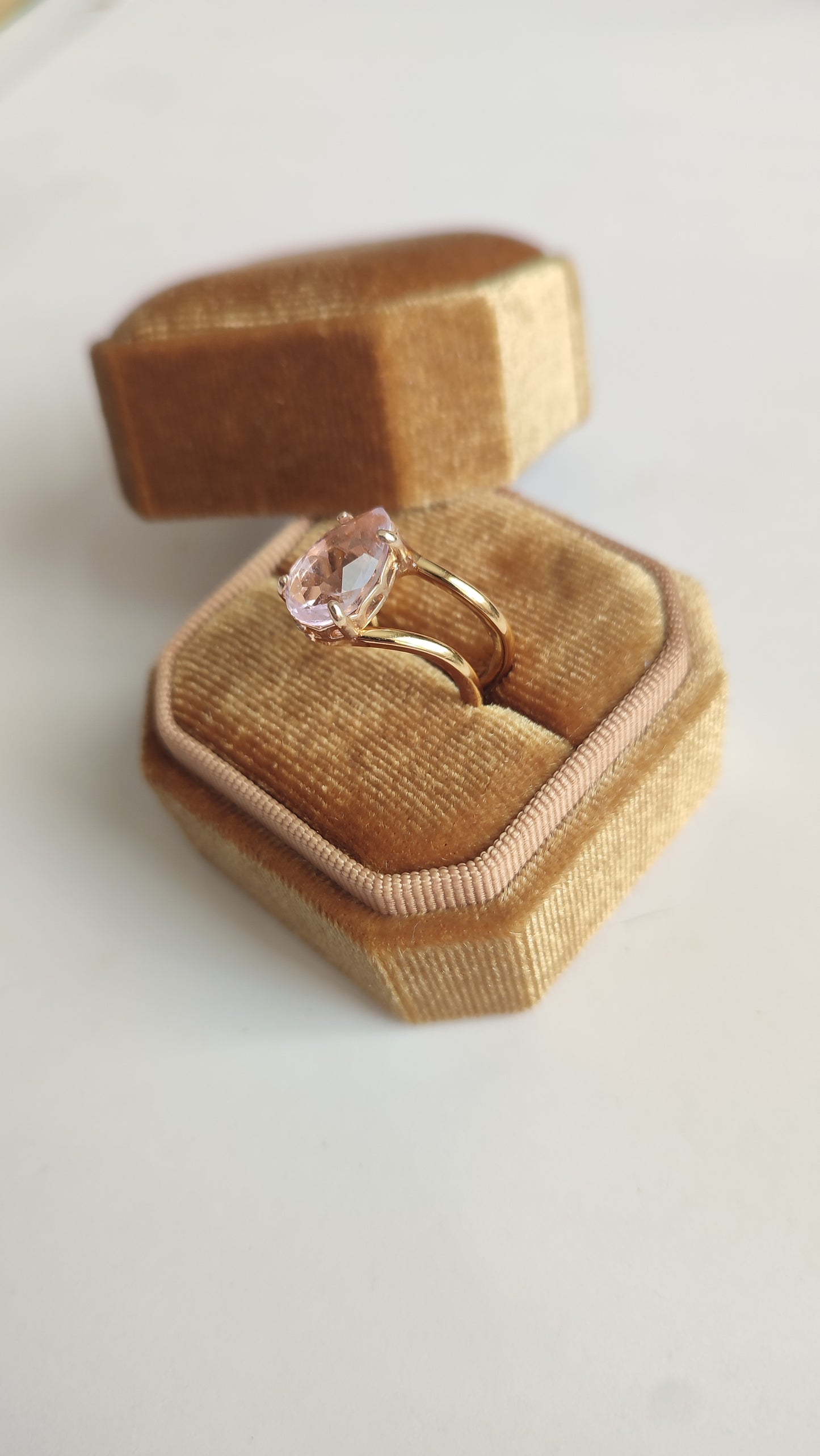 Pink Teardrop Double Layer Ring