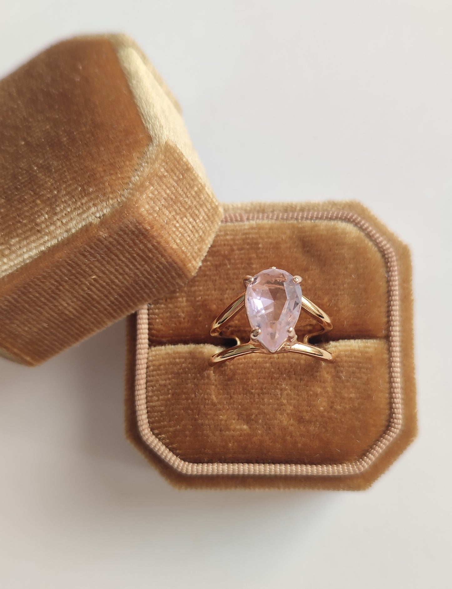 Pink Teardrop Double Layer Ring