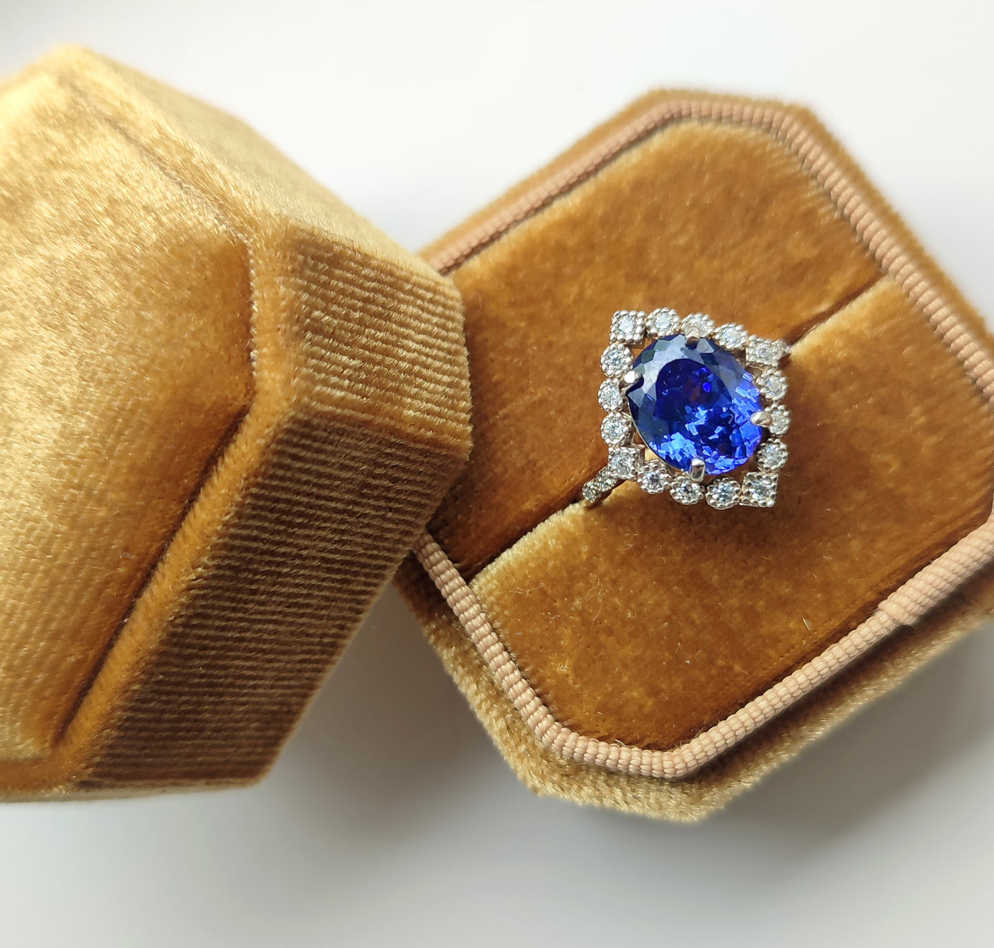 'Lizzy' Blue Art Deco Ring