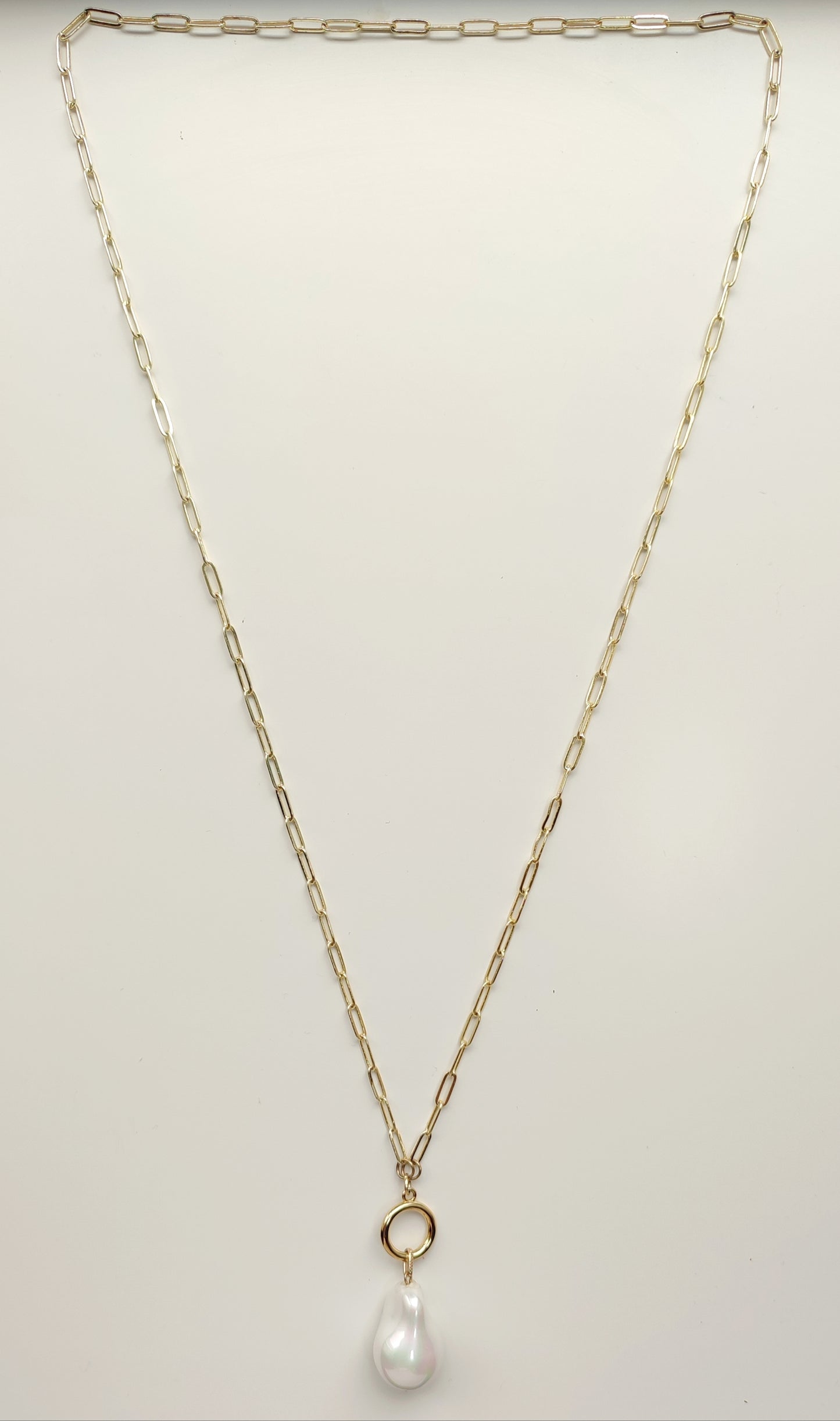 Long Paper Link Baroque Pearl Necklace