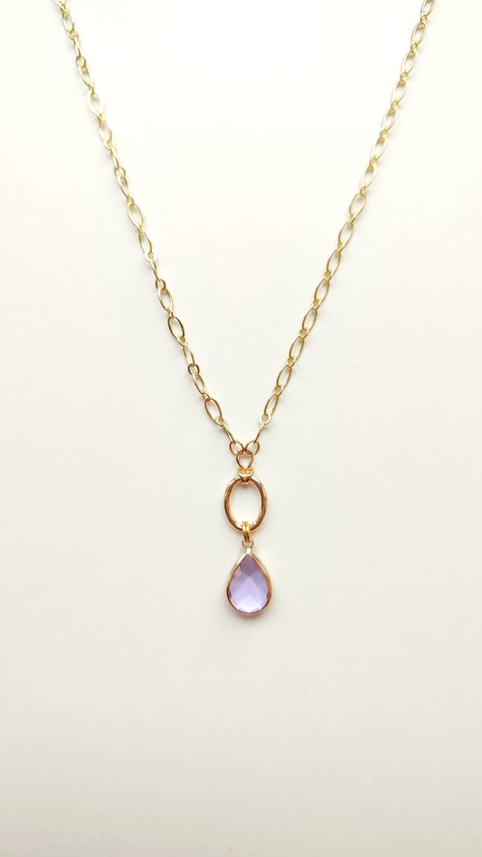 Purple Drop Pendant Necklace