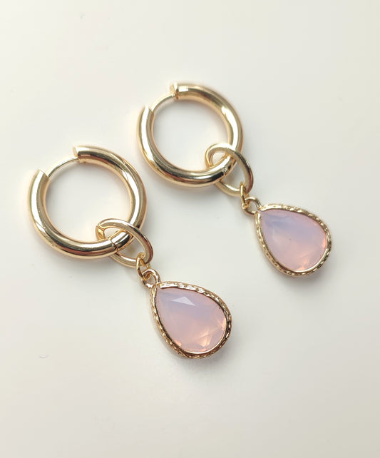 Chunky Style Hoops with Pink