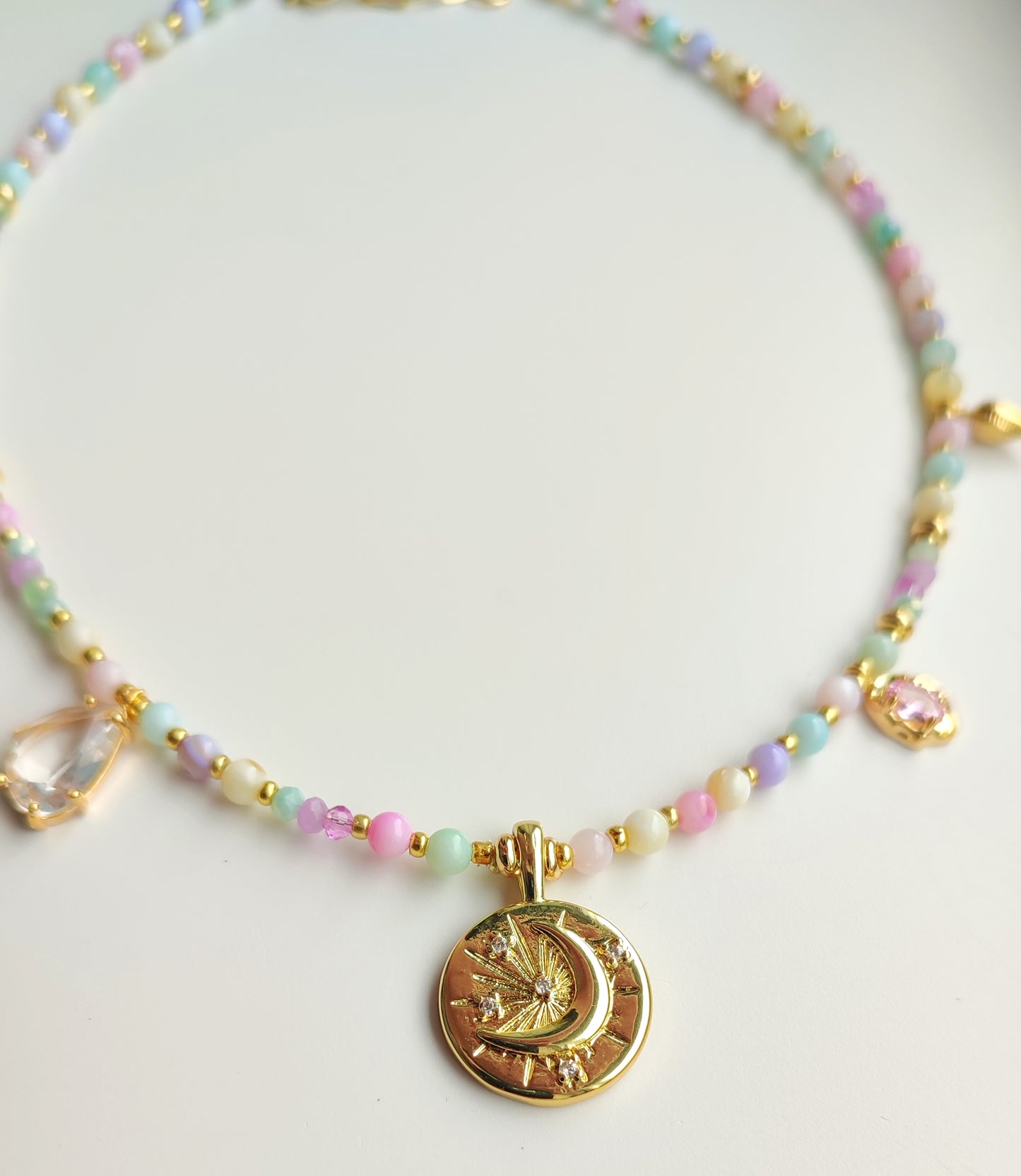 Candy Coloured Pearl Beaded Charm Necklace