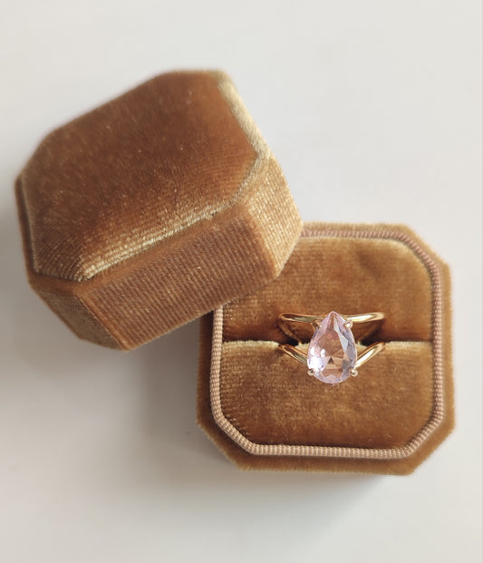 Pink Teardrop Double Layer Ring