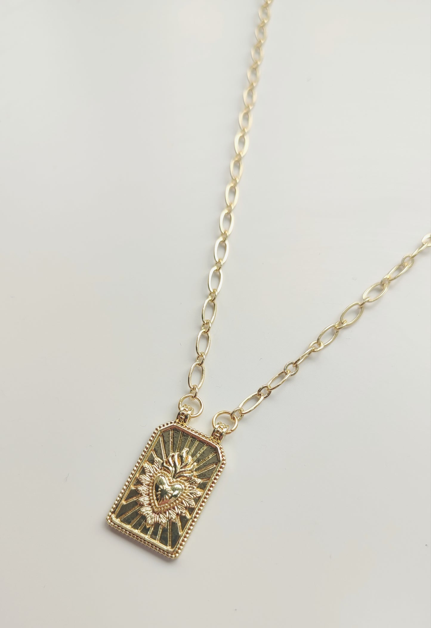 Sacred Heart Tag Design Necklace