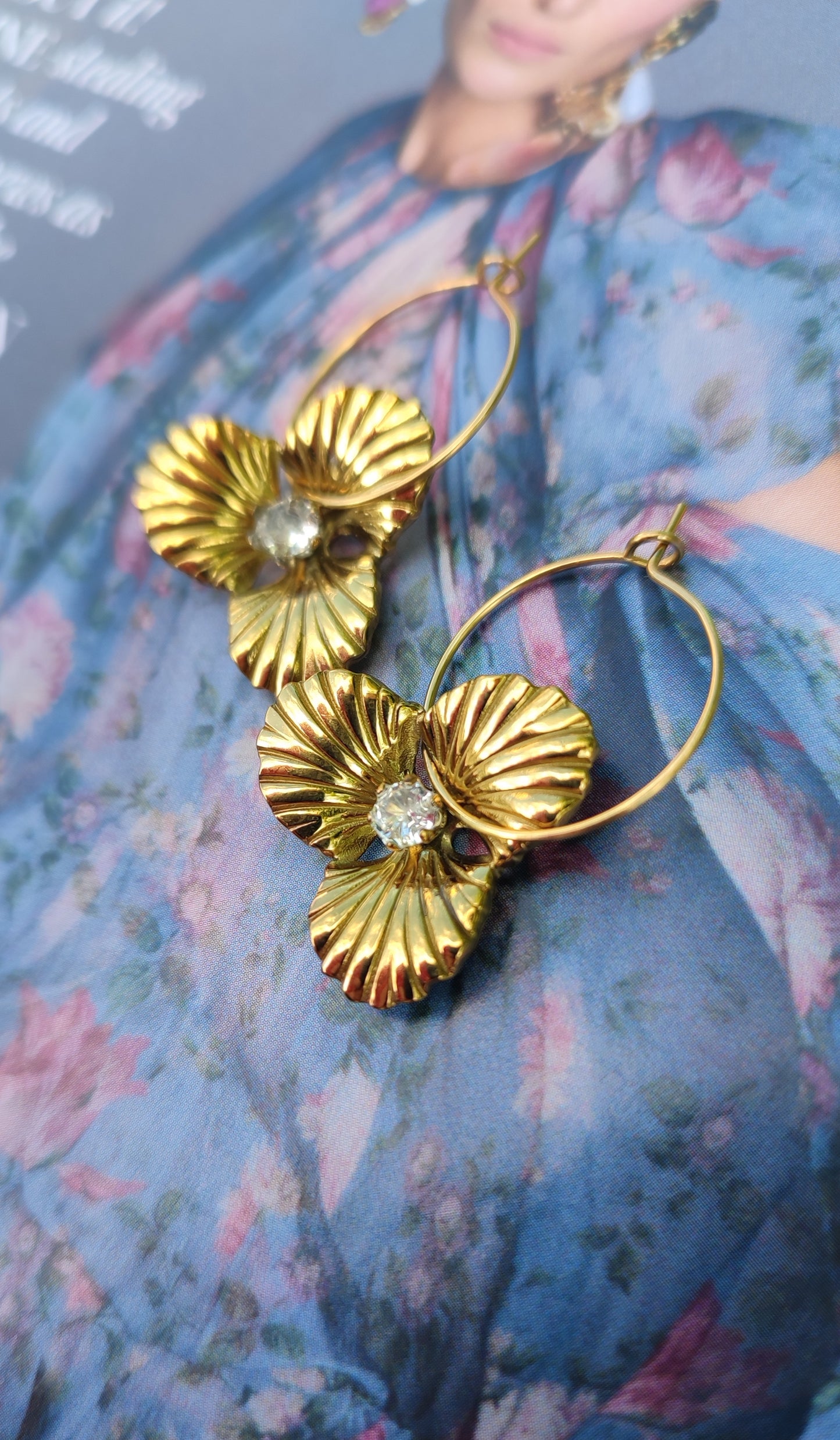 Gold Floral Hoop Earrings