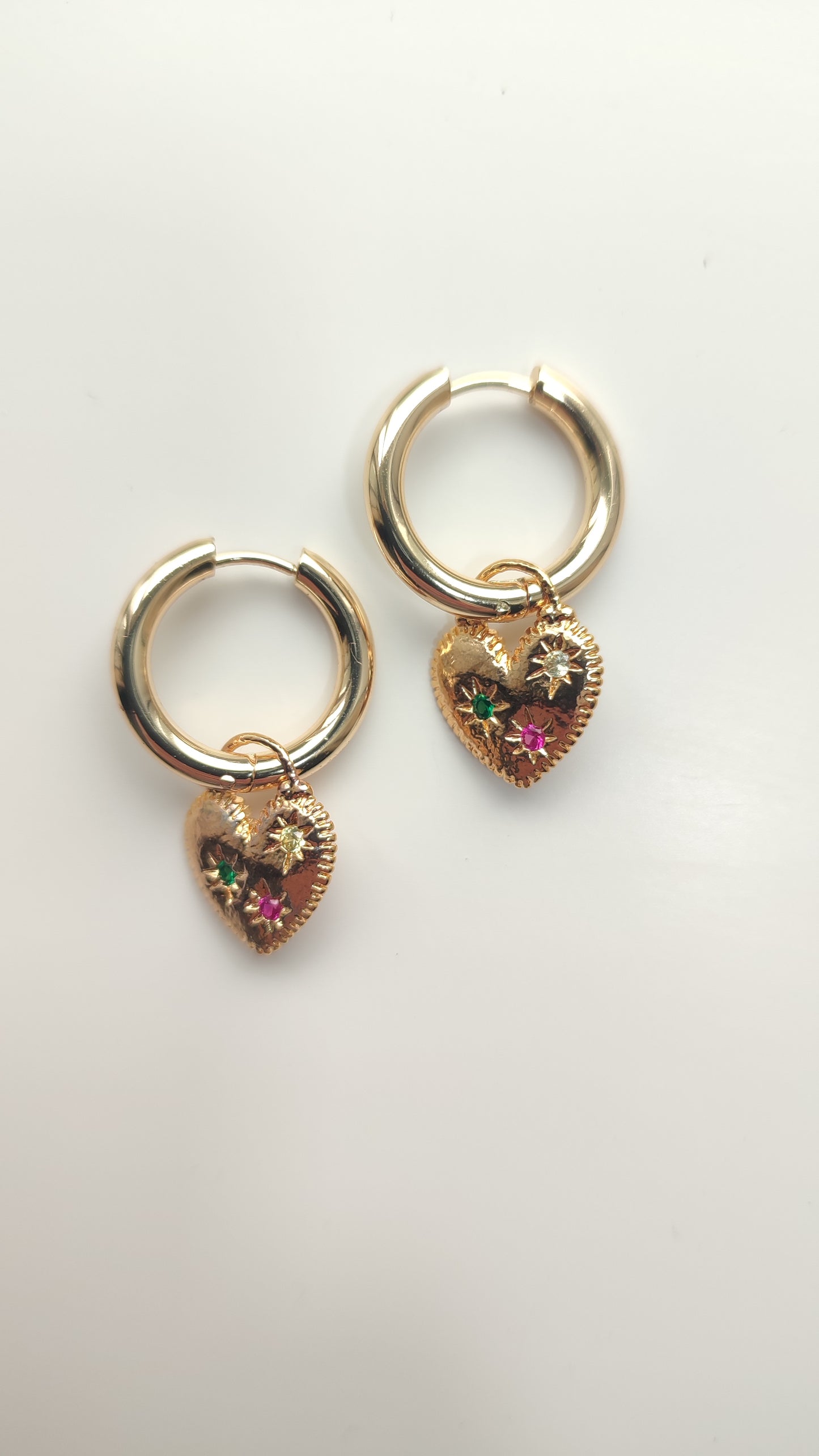 Colourful Locket Heart Hoops