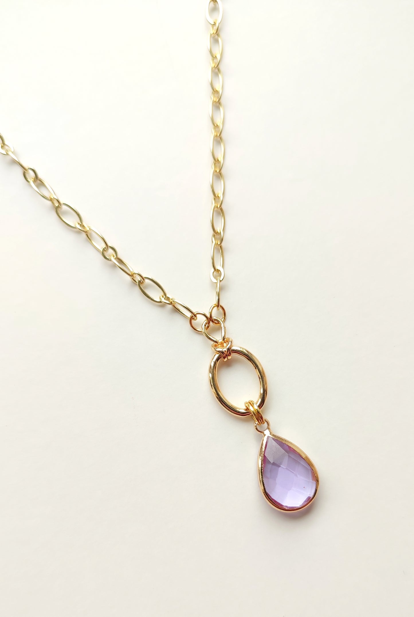 Purple Drop Pendant Necklace