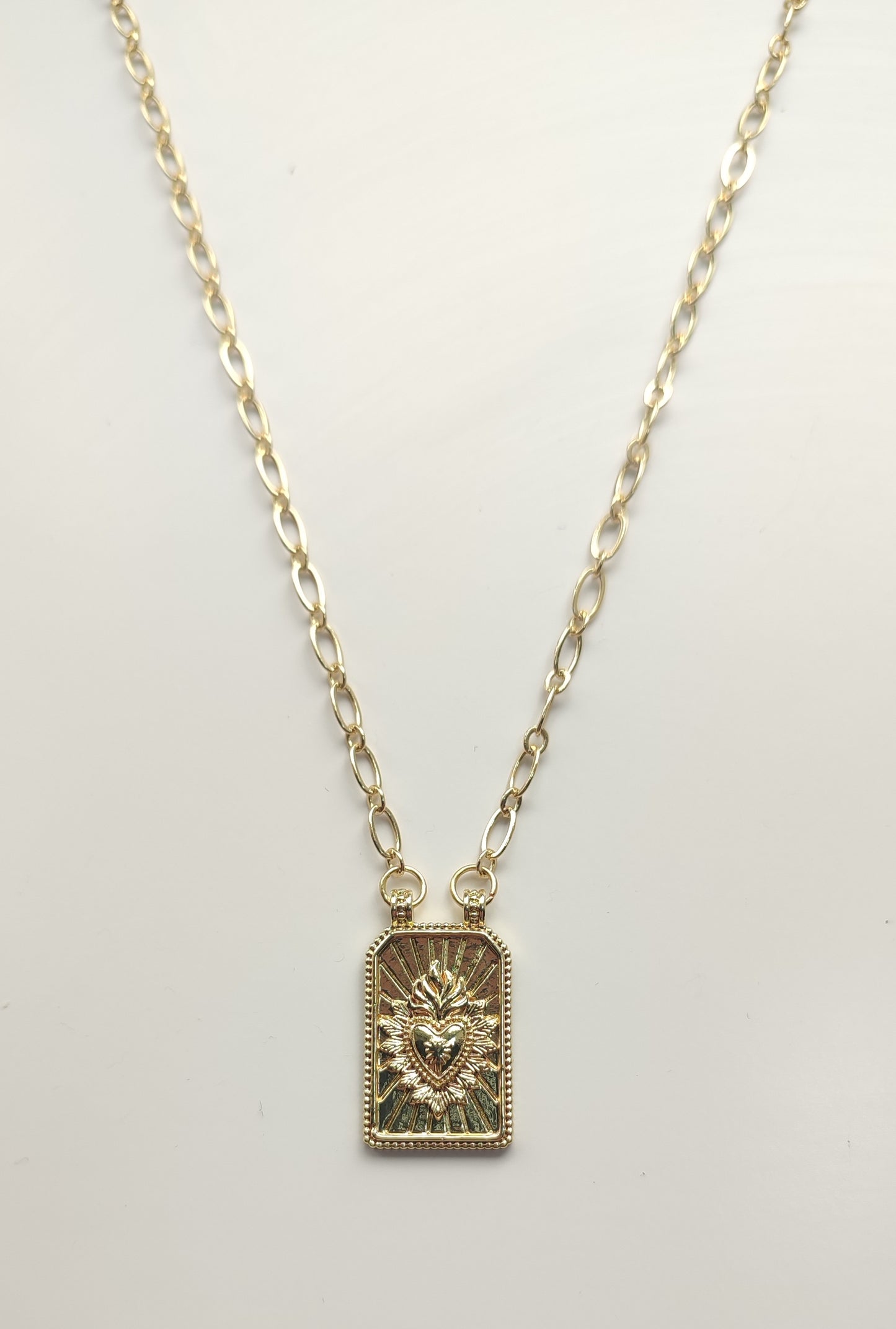 Sacred Heart Tag Design Necklace
