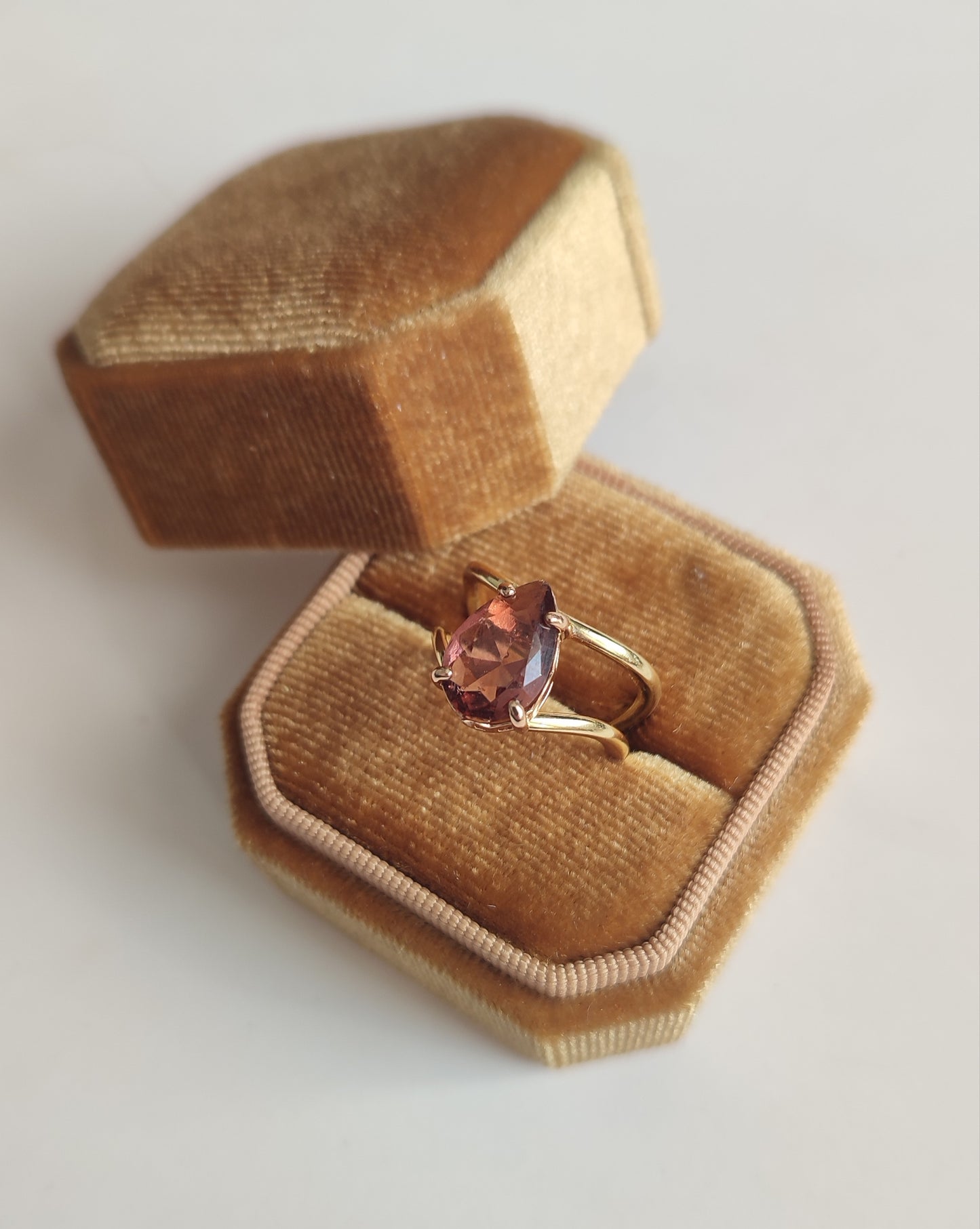 Burgundy Teardrop Double Layer Ring