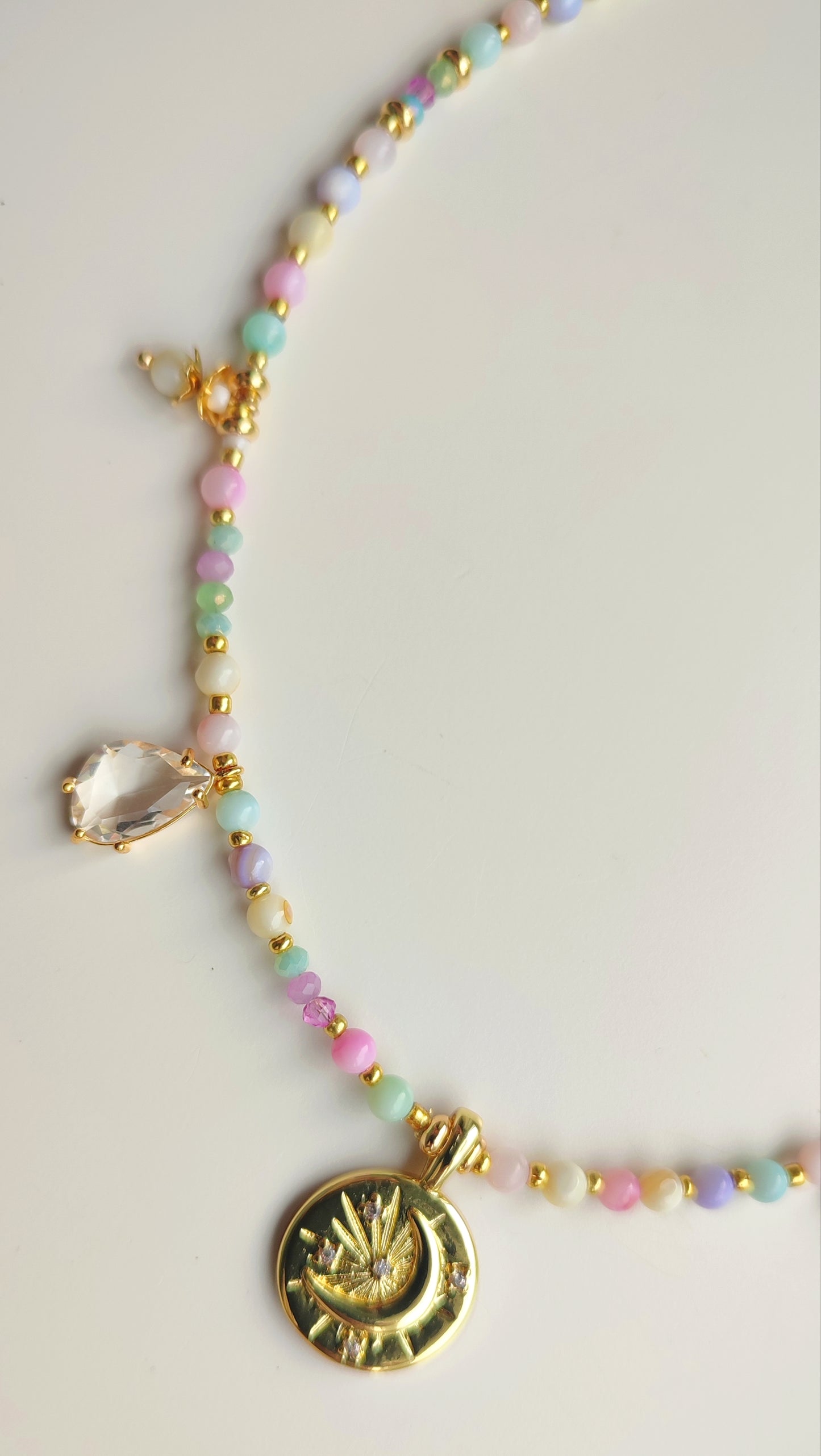 Candy Coloured Pearl Beaded Charm Necklace