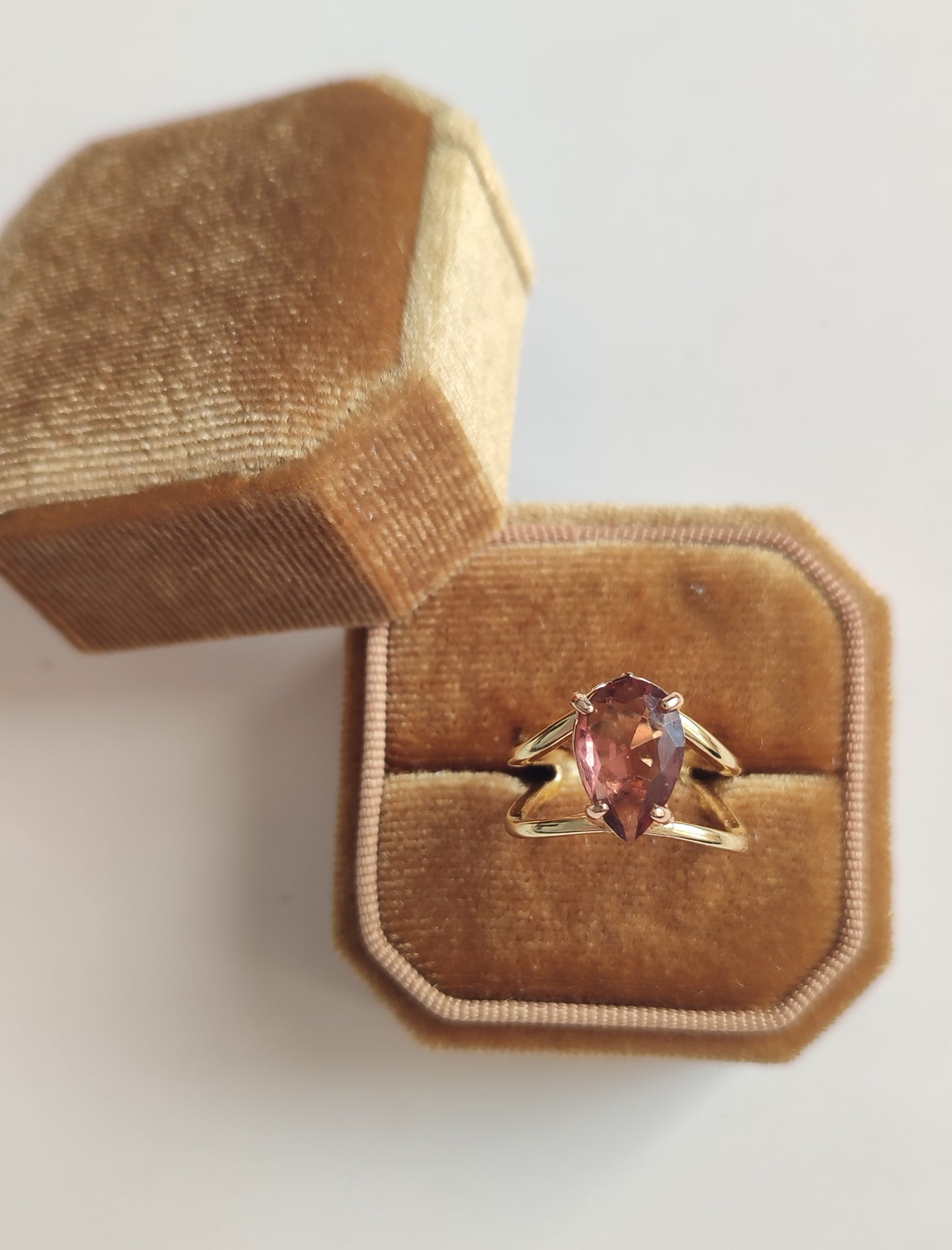 Burgundy Teardrop Double Layer Ring