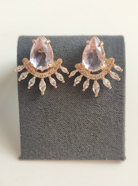 Pink Fan Design Earrings