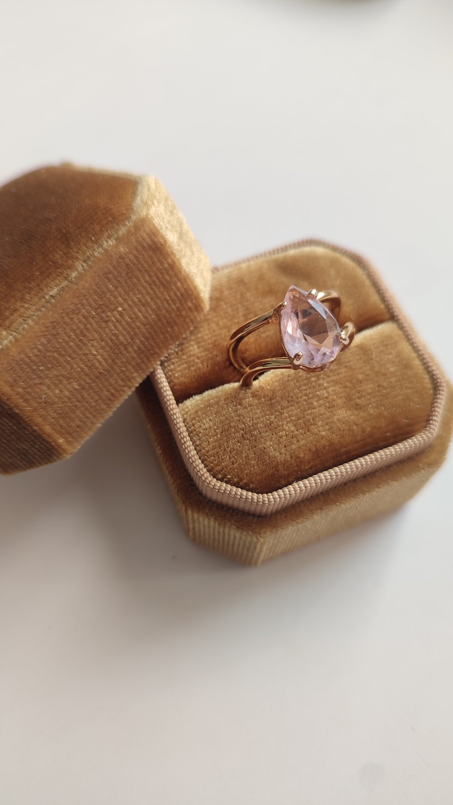 Pink Teardrop Double Layer Ring