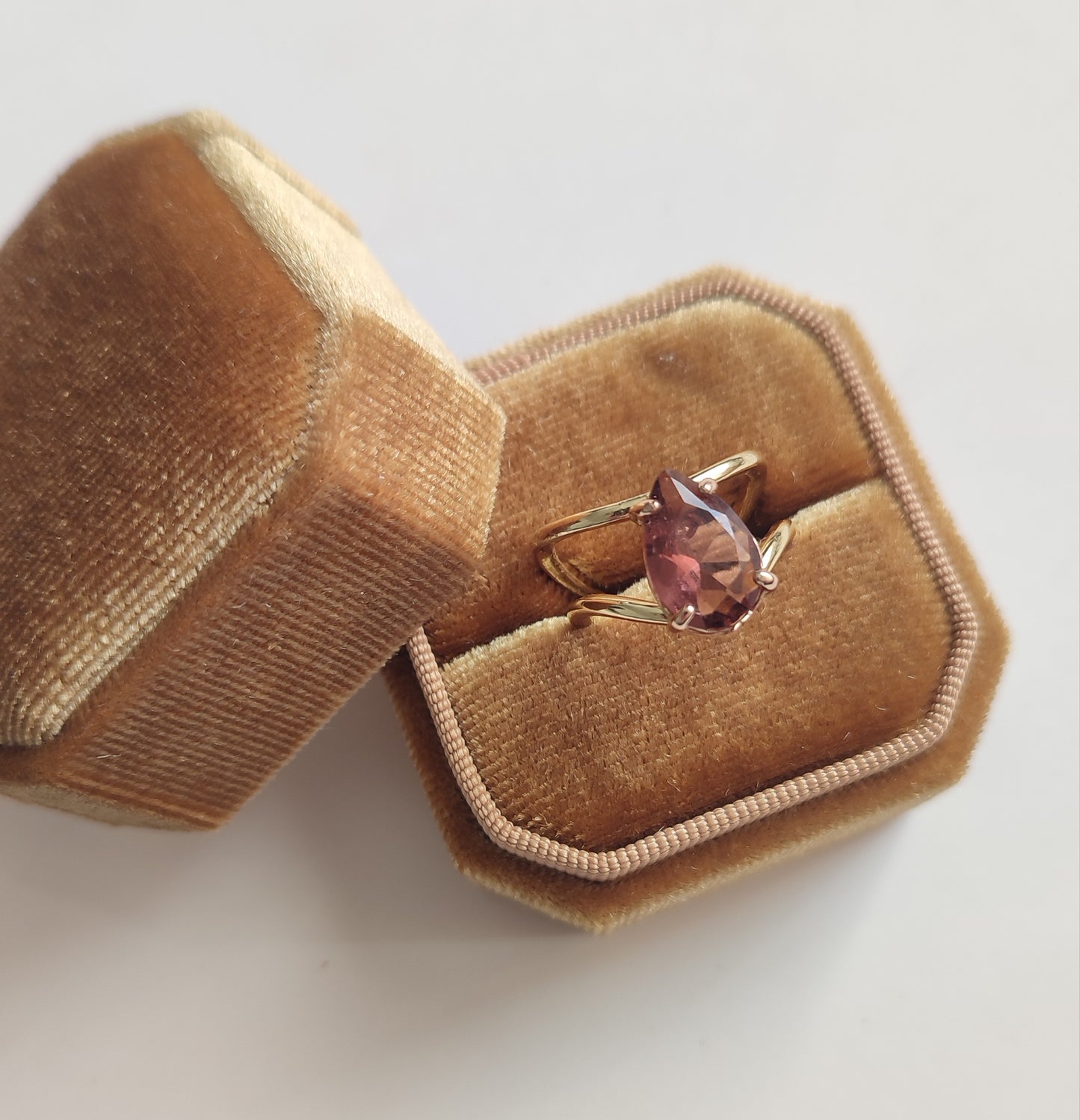 Burgundy Teardrop Double Layer Ring