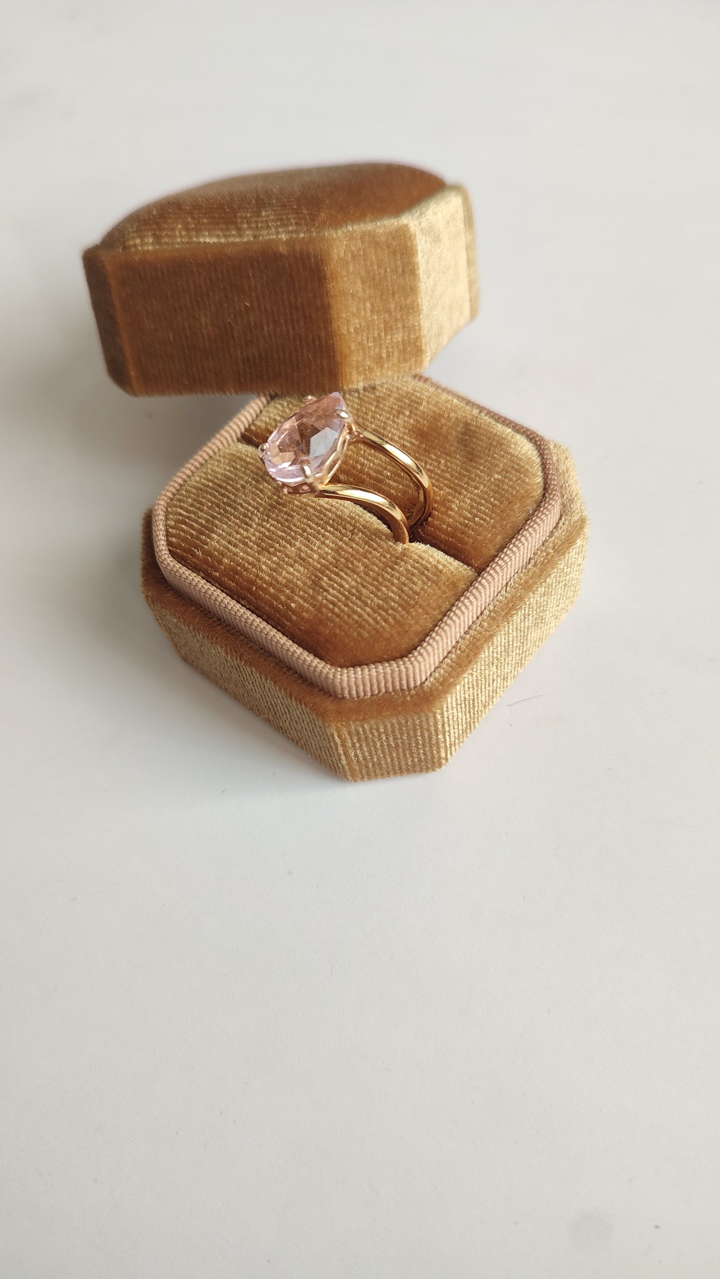 Pink Teardrop Double Layer Ring