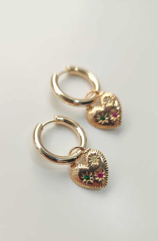 Colourful Locket Heart Hoops