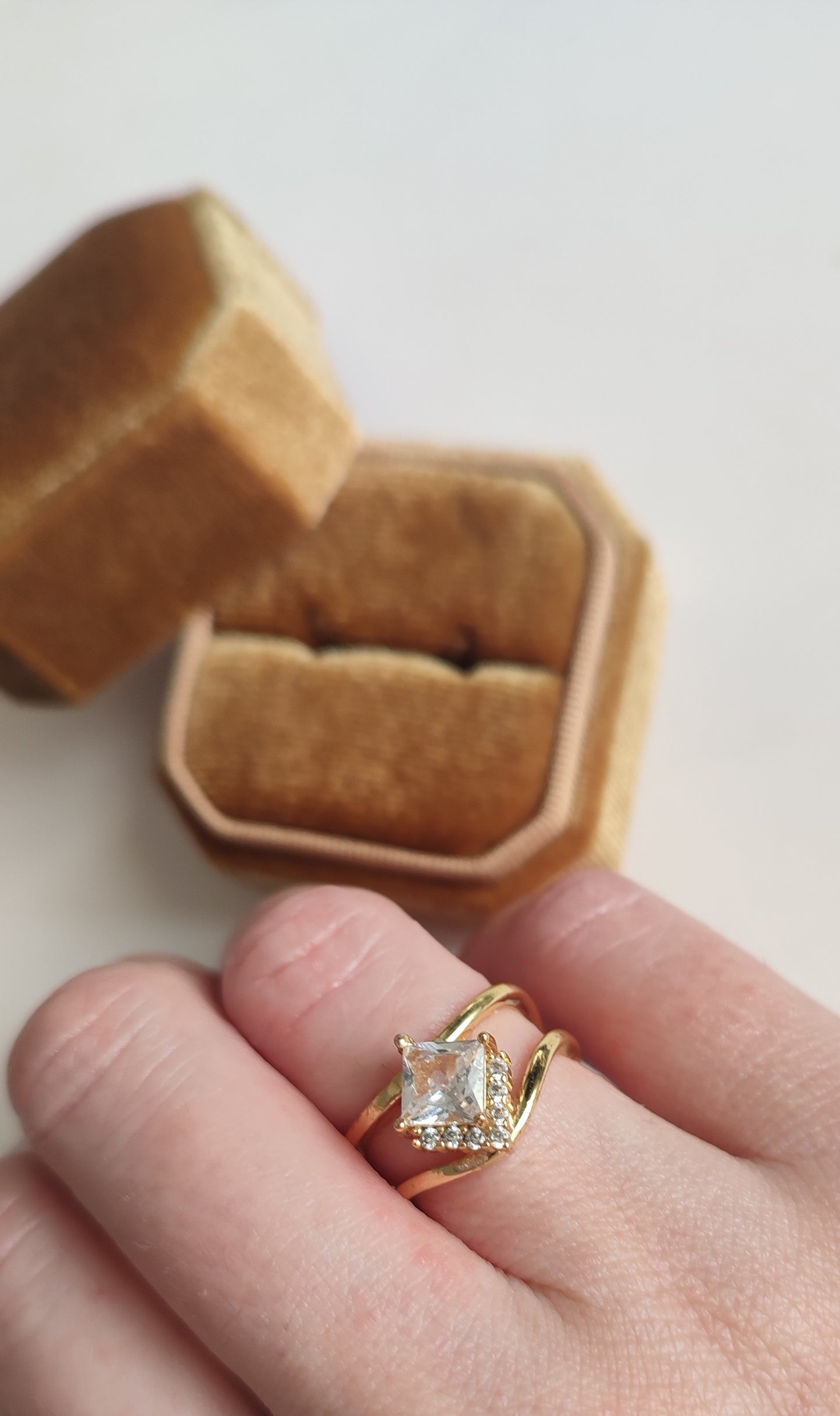 Diamond Shaped Double Layer Ring