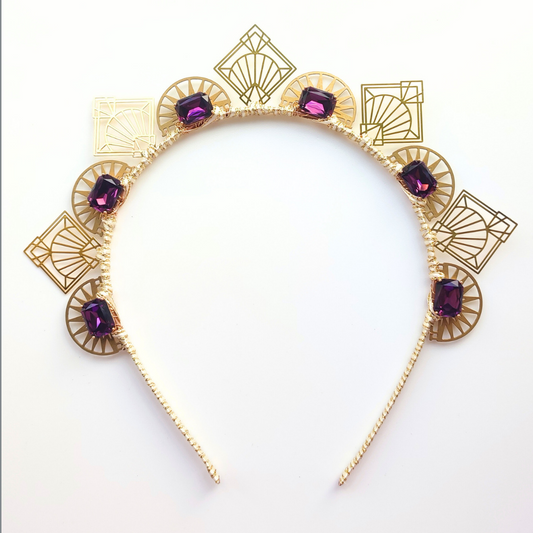 Purple Art Deco Inspired Crown Headband