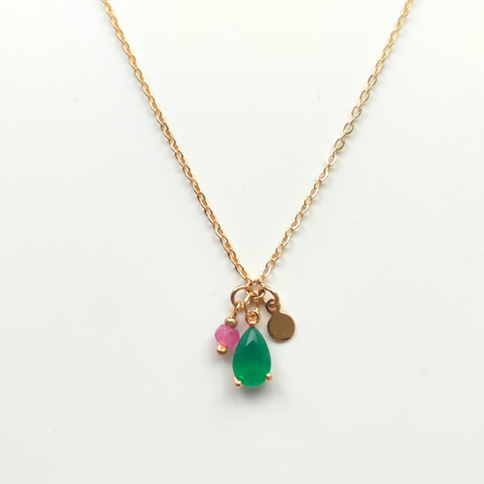 Green and Pink Charm Necklace