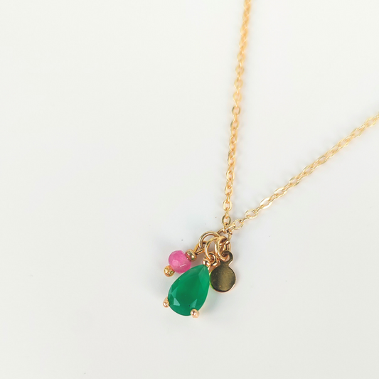 Green and Pink Charm Necklace