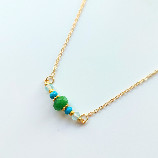 Green Jade and Turquoise Stand Necklace