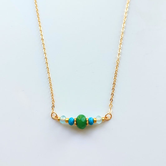 Green Jade and Turquoise Stand Necklace