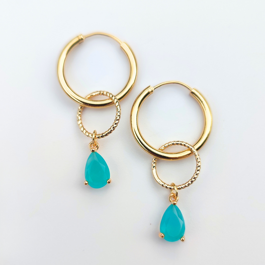 Blue Chalcedony Interlocking Hoop Earrings