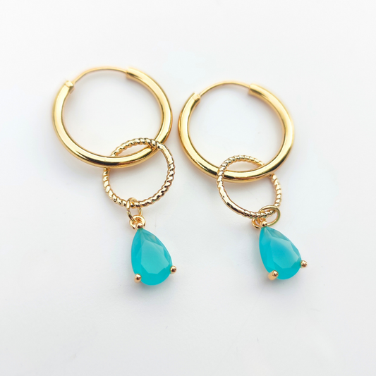 Blue Chalcedony Interlocking Hoop Earrings