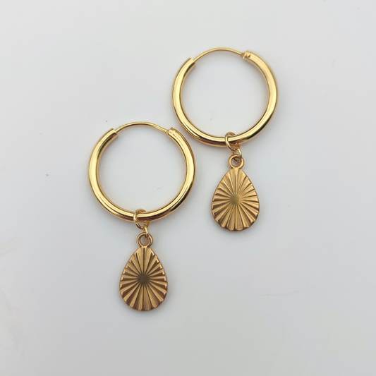 Hoop Earrings with Teardrop Charm