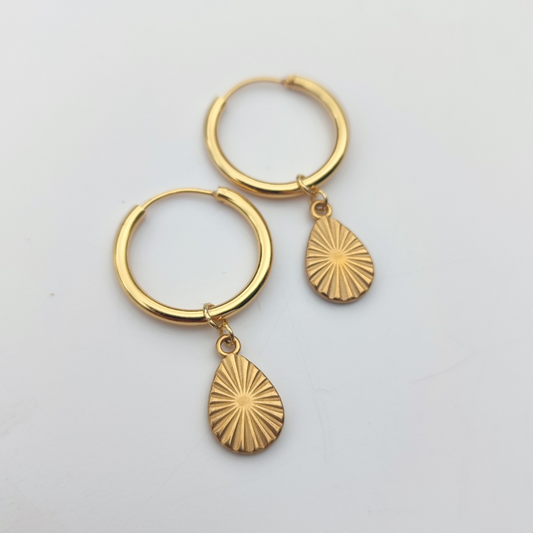 Hoop Earrings with Teardrop Charm