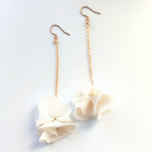 Raw Ivory Silk Chain Drop Earrings