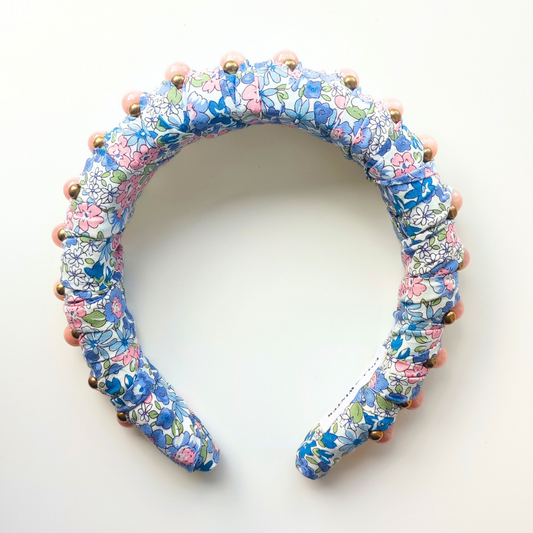 Blue and Pink Liberty London Fabric Padded Headband