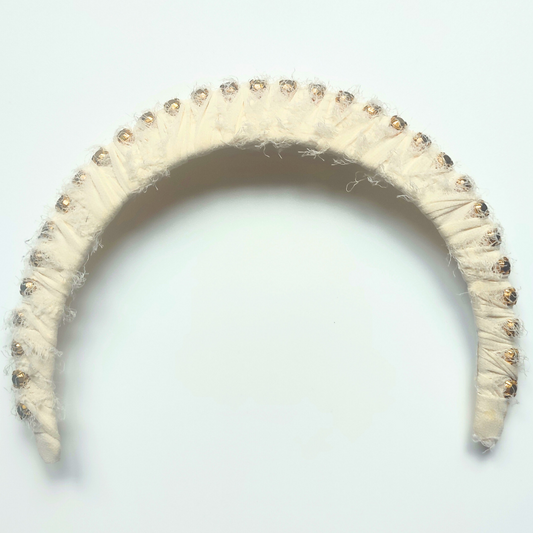 Ivory Raw Silk Crown Headband