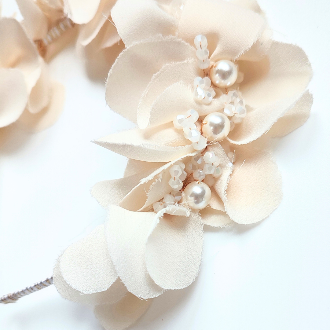 Ivory Raw Silk Flower Headband