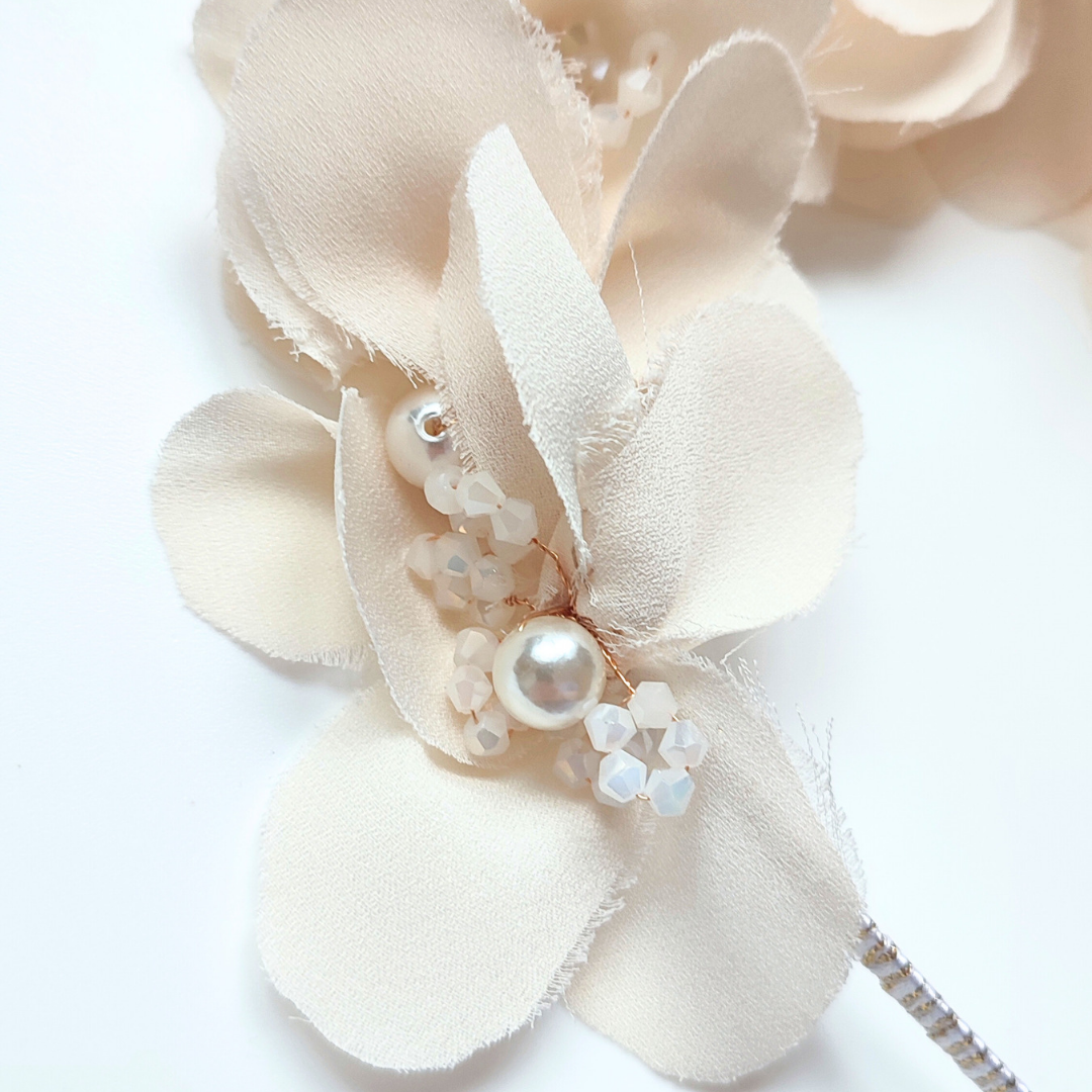 Ivory Raw Silk Flower Headband