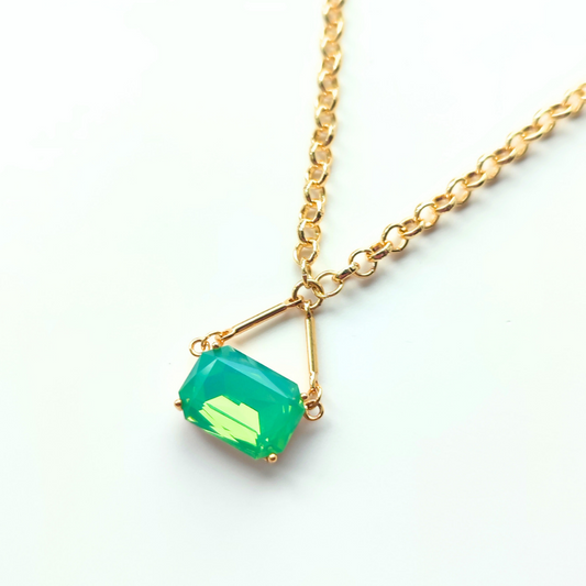 Green Glass Pendant Necklace