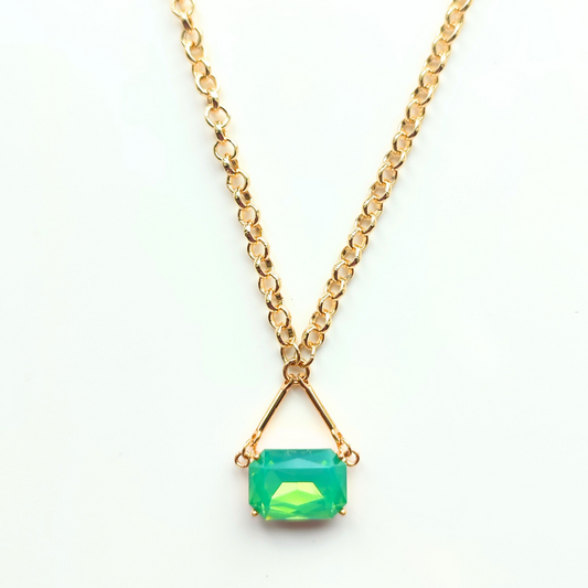 Green Glass Pendant Necklace