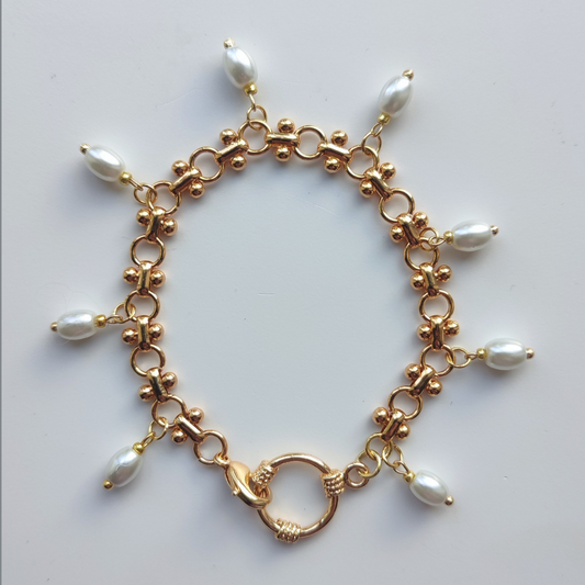 Pearl Charm Style Chunky Bracelet