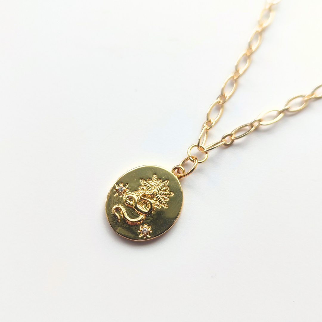 Celestial Snake Pendant with Delicate Link Chain